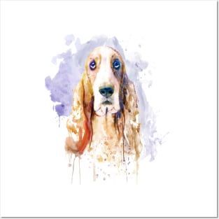 Basset Hound Dog Watercolor Portrait Posters and Art